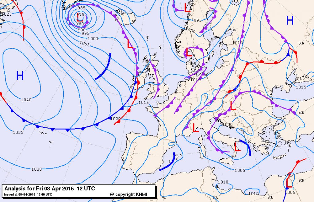 weerkaart KNMI 8 april 2016